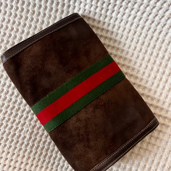 Vintage Gucci Brown Clutch Bag with Green and Red Stripe - Picture 3 of 10